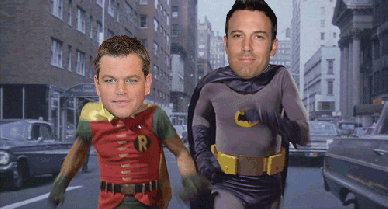 Ben Affleck and Matt Damon as Batman and Robin GIF