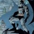 Batman overlooking Gotham City as drawn by Jim Lee
